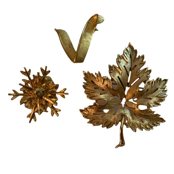 Brooch Bundle Leaf Booch, Snowflake Brooch Tafari V initial Brooch - Picture 1 of 6
